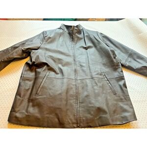 Veranesi Genuine Leather Jacket‎ Women Plus 22W Espresso Brown Zip Front Coat